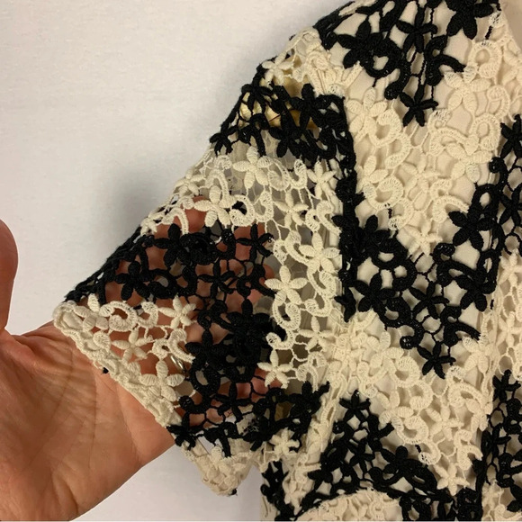 Talbots Black White Lace Overlay Chevron Shift Dress - Picture 3 of 6